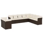 vidaXL Salon de jardin 10 Pièces avec coussins marron résine tressée