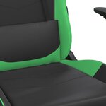 vidaXL Chaise de jeu avec repose-pied Noir et vert Similicuir
