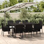 vidaXL Ensemble à manger jardin 9Pièces et coussins noir résine tressée