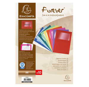 Paquet de 10 chemises à fenetre Forever - 22x31cm - Couleurs assorties EXACOMPTA