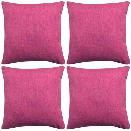 Vidaxl housse de coussin 4 pièces lin rose 50 x 50 cm