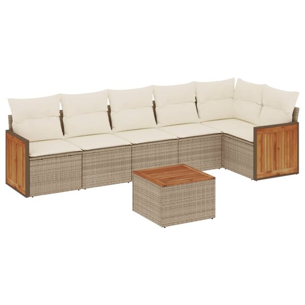 vidaXL Salon de jardin avec coussins 7 Pièces beige résine tressée