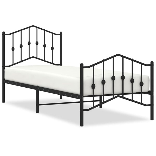 vidaXL Cadre de lit métal sans matelas avec pied de lit noir 90x200 cm