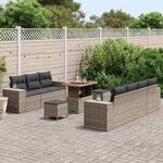 vidaXL Ensemble de canapé de jardin 10 Pièces Gris Poly Rattan