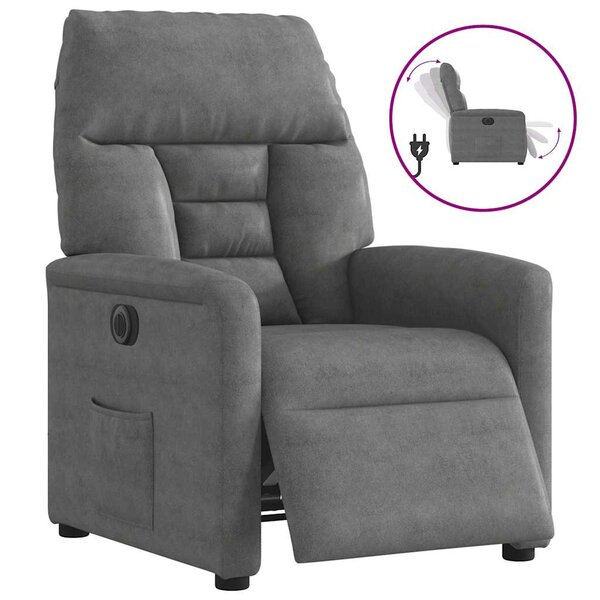 vidaXL Fauteuil inclinable électrique gris foncé tissu microfibre