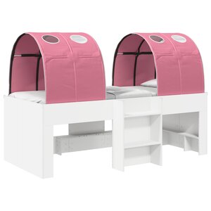 vidaXL Lit Haut pour Enfants avec Tunnel Blanc et rose