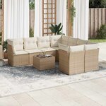vidaXL Salon de jardin avec coussins 9 Pièces beige résine tressée