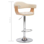 vidaXL Tabourets de bar lot de 2 crème bois courbé et similicuir