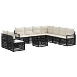 vidaXL Ensemble de canapé de jardin 10 Pièces Noir polyrotin