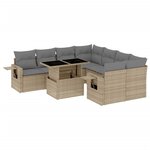 vidaXL Salon de jardin avec coussins 9 Pièces beige résine tressée