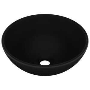 vidaXL Lavabo rond de salle de bain Noir mat 32 5x14 cm Céramique