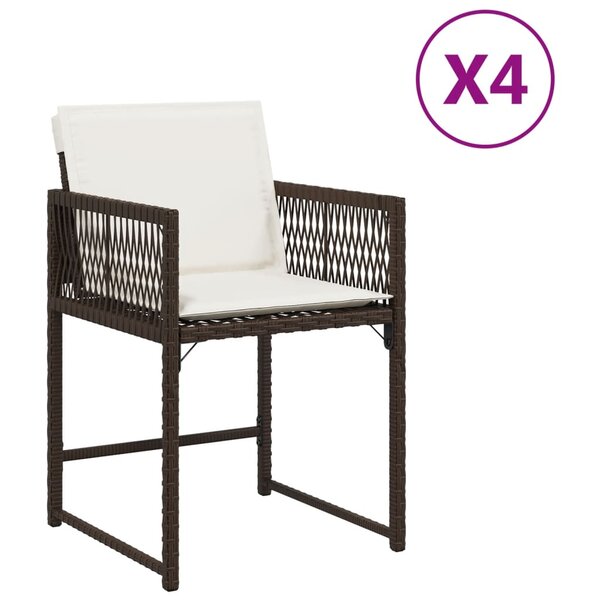 vidaXL Chaises de jardin avec coussins lot de 4 marron résine tressée