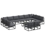 vidaXL Ensemble de canapé de jardin avec coussin 13 Pièces Noir Aluminium