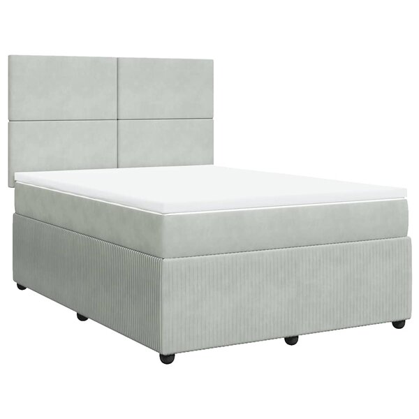 vidaXL Sommier à lattes de lit et matelas Gris clair 140x190cm Velours