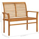 vidaXL Banc de jardin avec coussin blanc crème 112 cm Bois de teck