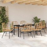 vidaXL Ensemble de salle à manger pour jardin 7 Pièces Marron polyrotin