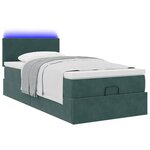 vidaXL Lit ottoman avec matelas et LED Vert foncé 90x200cm velours