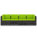 vidaXL Canapé de jardin 4 places avec coussins Bois imprégné de gris