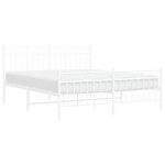 vidaXL Cadre de lit métal sans matelas et pied de lit blanc 150x200 cm