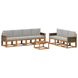 vidaXL Ensemble de canapés d'extérieur 7 Pièces Naturel et gris clair