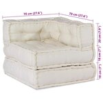 vidaXL Canapé modulaire 2 Pièces Crème 70 x 70 x 56 cm tissu