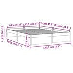 vidaXL Cadre de lit sans matelas gris bois massif 135x190 cm