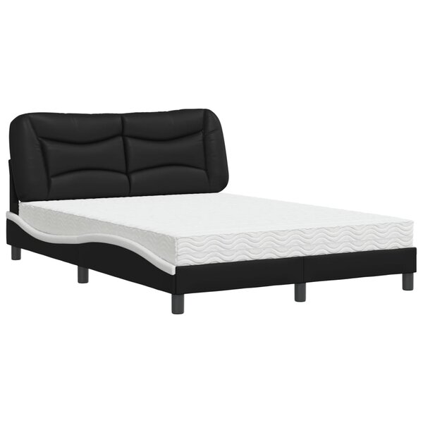 vidaXL Lit avec matelas noir et blanc 140x190 cm similicuir