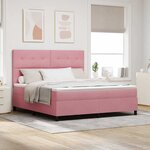 vidaXL Lit à ressort LED avec matelas Rose 180 x 200 cm tissu