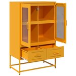 vidaXL Buffet haut jaune moutarde 68x39x111 5 cm acier