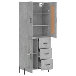 vidaXL Buffet haut Gris béton 69 5x34x180 cm Bois d'ingénierie