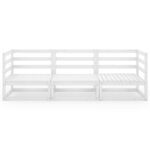 vidaXL Canapé à 3 places de jardin Blanc Bois de pin solide