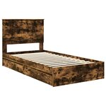 vidaXL Lit de Rangement Chêne fumé 100 x 200 cm Bois d'ingénierie