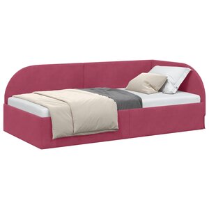 vidaXL Cadre de lit d'angle Bordeaux 90 x 200 cm Velours
