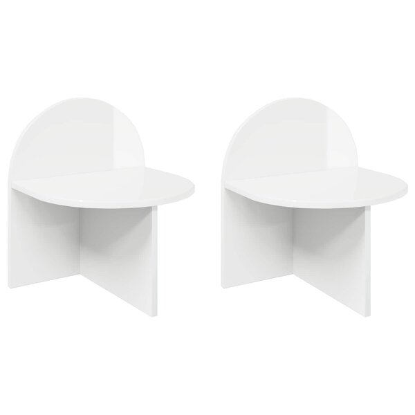 vidaXL Table de chevet 2 Pièces Blanc brillant 40 x 35 5 x 45 5 cm