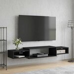 vidaXL Meuble TV mural Montage mural Chêne noir 140 x 28 x 21 cm