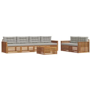 vidaXL Ensemble de canapés d'extérieur 7 pc Gris Naturel et Clair
