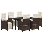 vidaXL Ensemble de salle à manger de jardin 7 pièces avec coussins en poly rotin marron