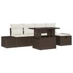 vidaXL Ensemble de canapé de jardin 6 pièces avec coussins en poly rotin marron