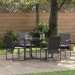 Ensemble de salle à manger de jardin 6 pièces avec coussins en acier et textilène