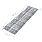 vidaXL Banc de jardin avec coussin à carreaux gris 175 cm Teck massif