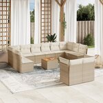 vidaXL Salon de jardin avec coussins 13 Pièces beige résine tressée