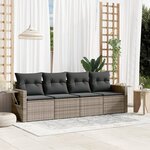 vidaXL Salon de jardin 4 Pièces avec coussins gris résine tressée