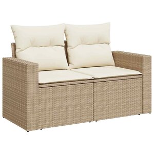 vidaXL Canapé de jardin avec coussins 2 places beige résine tressée
