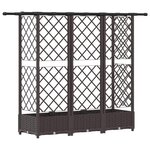 vidaXL Lit Élevé avec Treillis et Toit Marron 164 x 40 x 123 cm PP