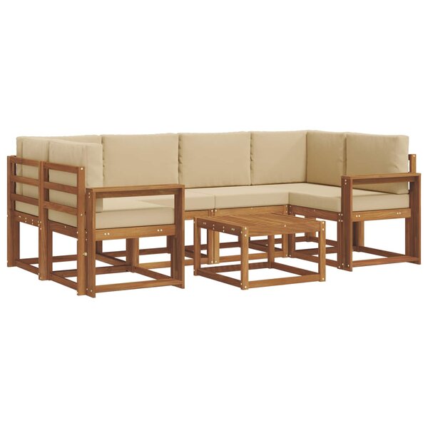 vidaXL Ensemble de canapés d'extérieur 7 Pièces Naturel et Beige