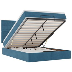 vidaXL Cadre de lit ottoman avec matelas bleu foncé 140x200 cm velours