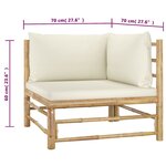 vidaXL Salon de jardin 2 Pièces avec coussins blanc crème bambou