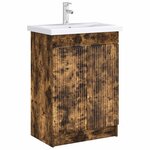 vidaXL Armoire sous évier de salle de bain Chêne fumé