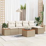 vidaXL Ensemble de canapé de jardin 6 Pièces Beige Poly rotin