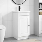vidaXL Meuble de salle de bain avec évier Blanc brillant